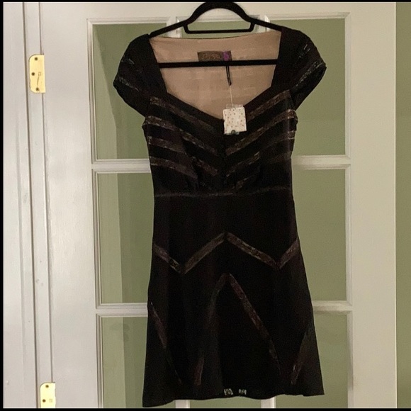 NWT Free People Elle Lace Shadow Stripe Minidress - Picture 2 of 6